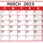Календарь для заметок на март 2019 года / Calendar for notes for March 2019